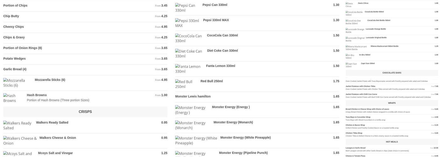 Refresh Cafe / Coffee Shop Menu