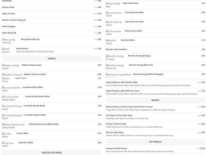 Refresh Cafe / Coffee Shop Menu