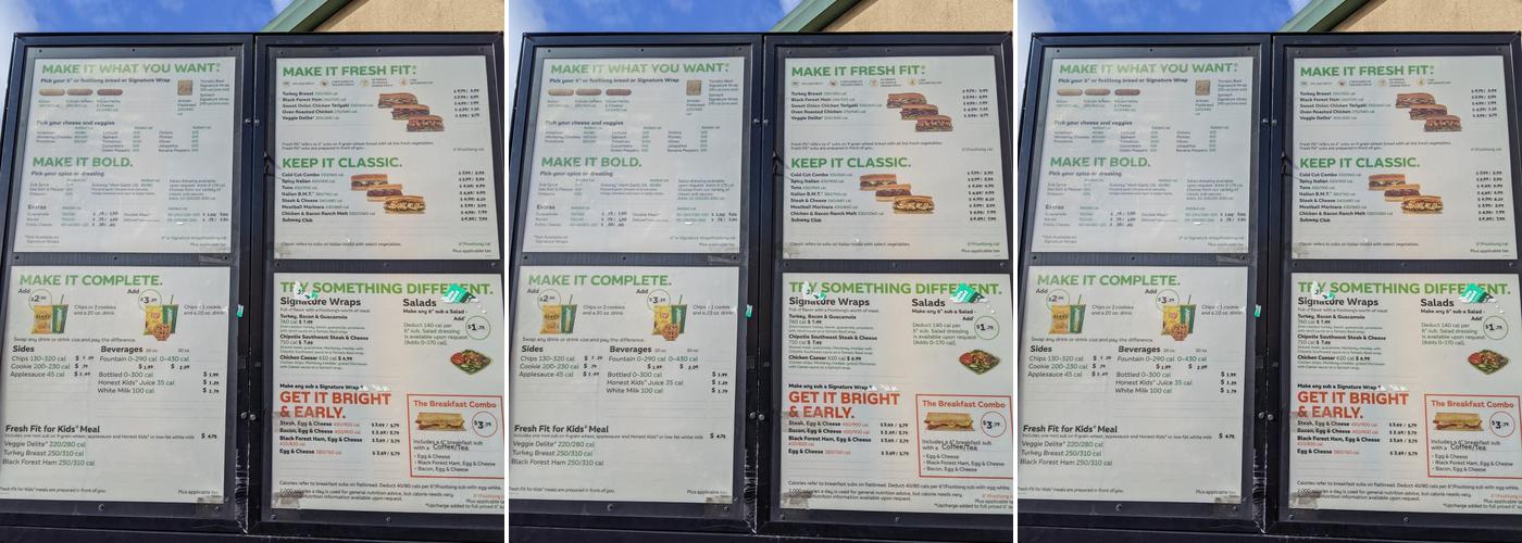 Subway Menu