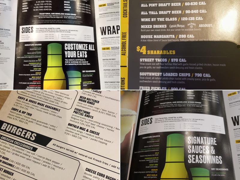 Buffalo Wild Wings Menu