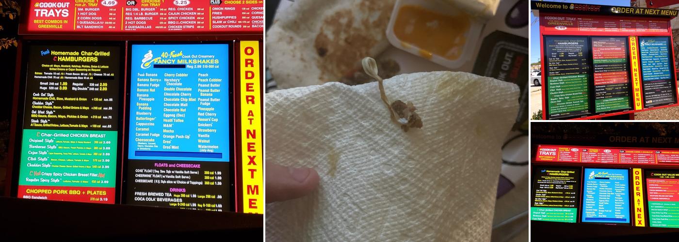Cook Out Menu
