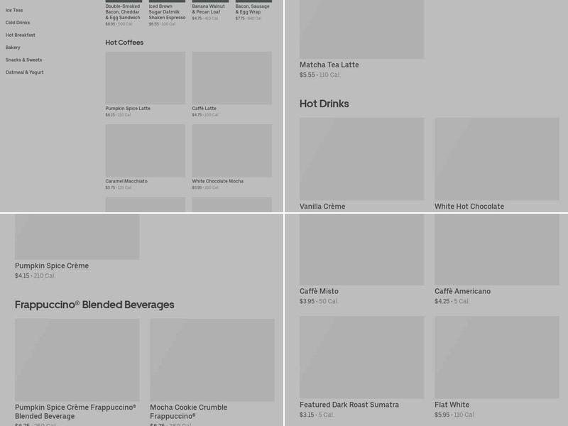 Starbucks Menu