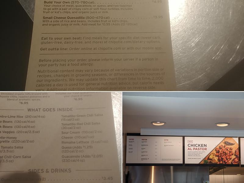 Chipotle Mexican Grill Menu