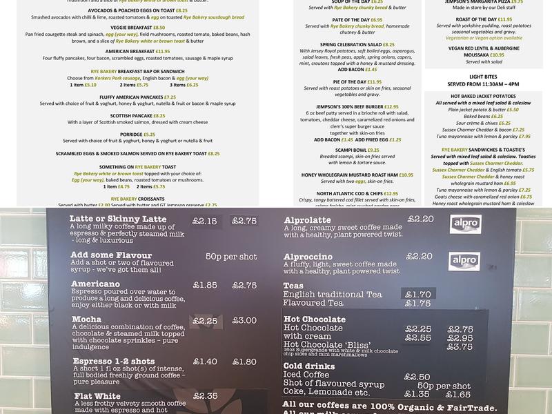 Jempson's Cafe' Menu