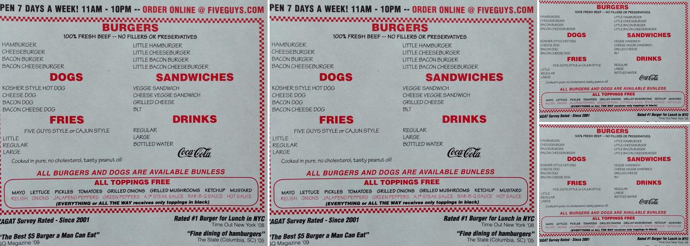Five Guys Menu