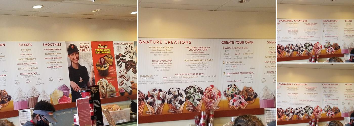 Cold Stone Creamery Menu