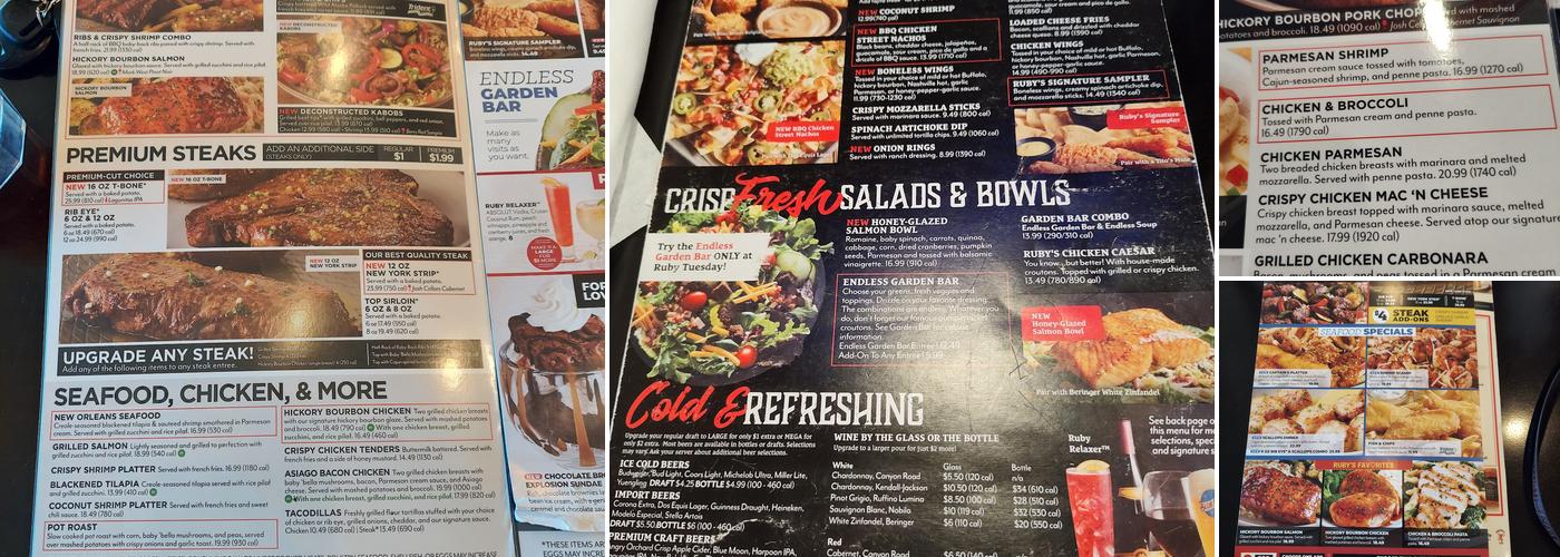 Ruby Tuesday Menu