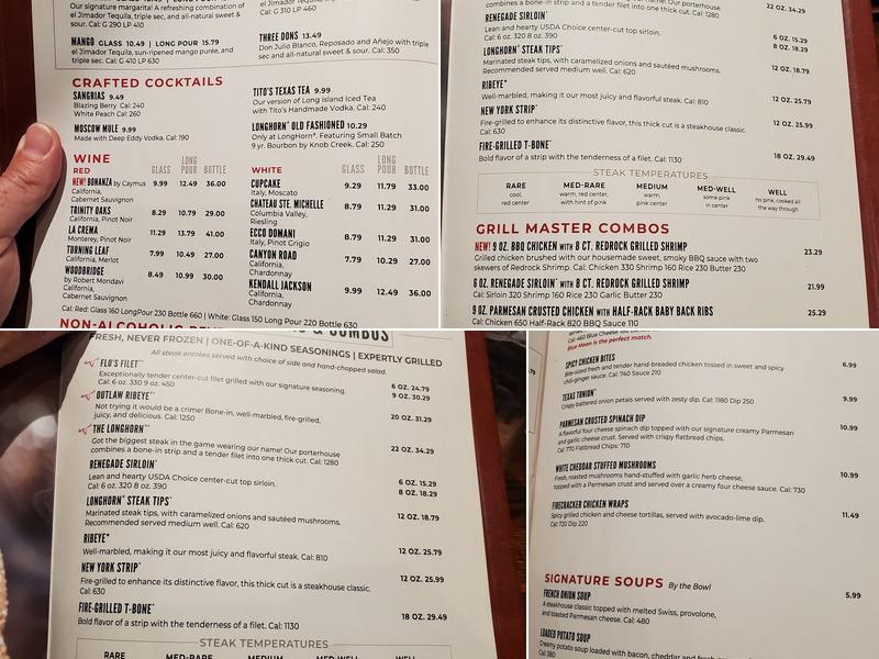 LongHorn Steakhouse Menu