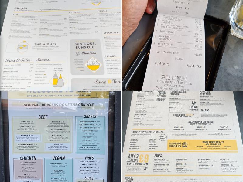 Gourmet Burger Kitchen (GBK) Menu