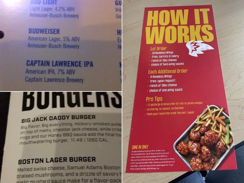 Buffalo Wild Wings Menu