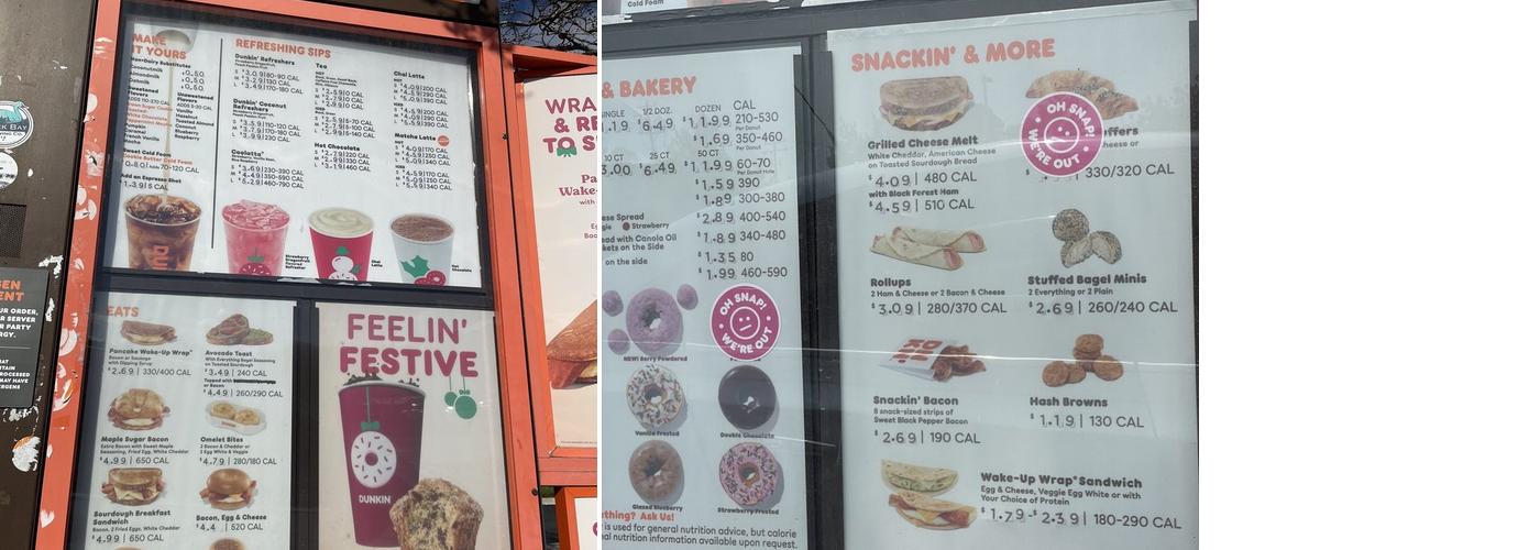 Dunkin' Menu