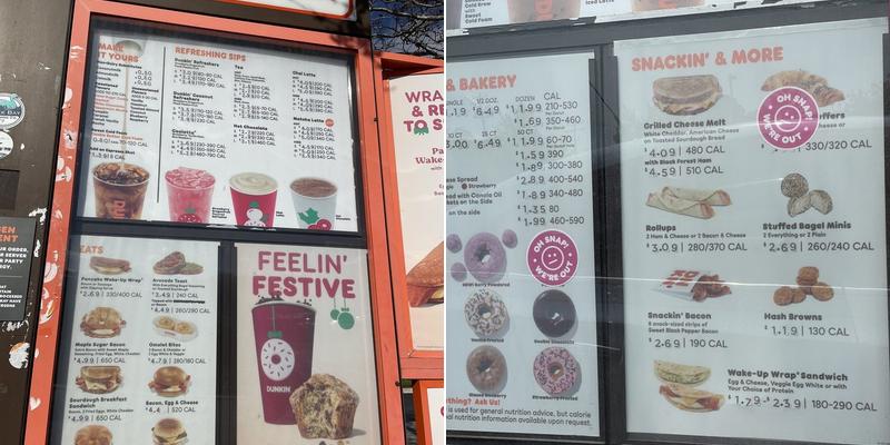 Dunkin' Menu