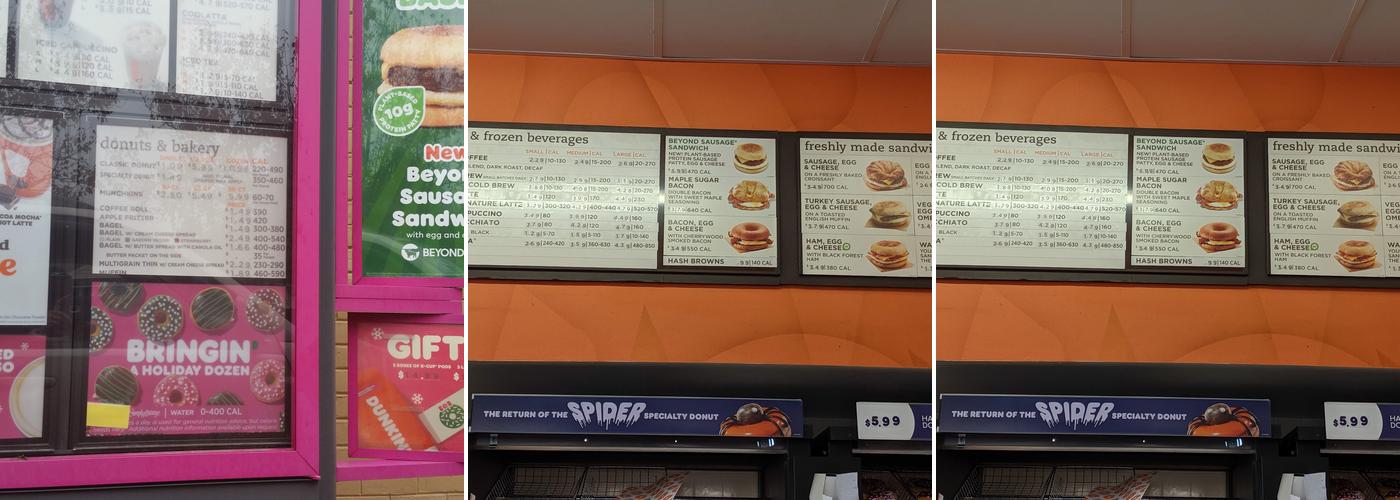 Dunkin' Menu