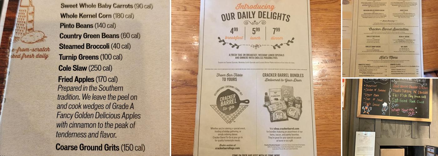 Cracker Barrel Old Country Store Menu