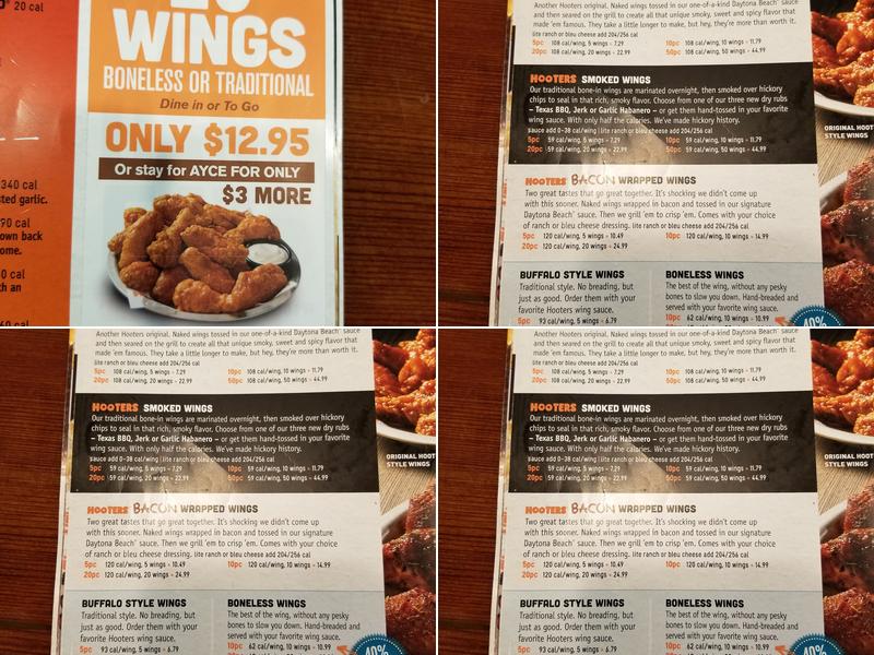 Hooters Menu