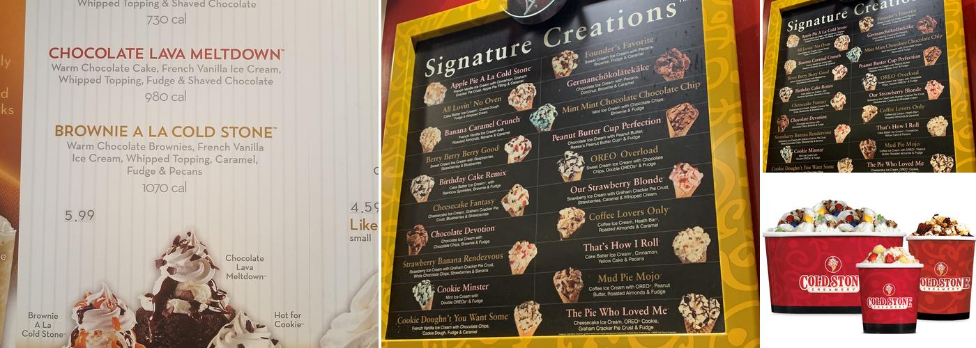 Cold Stone Creamery Menu