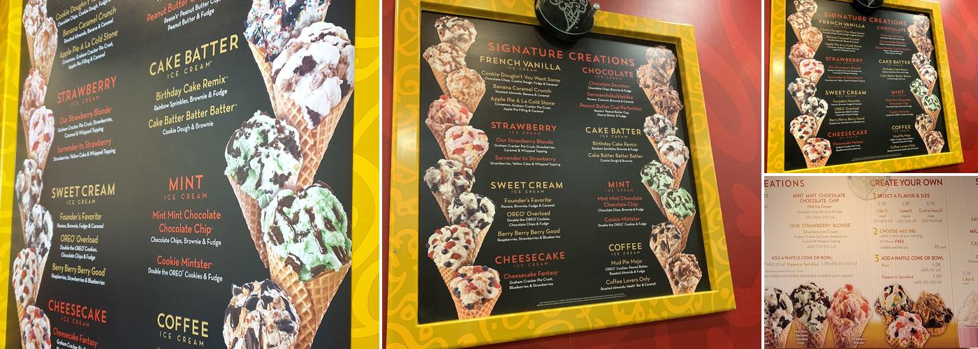 Cold Stone Creamery Menu