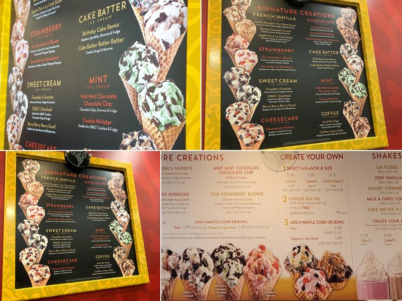 Cold Stone Creamery Menu