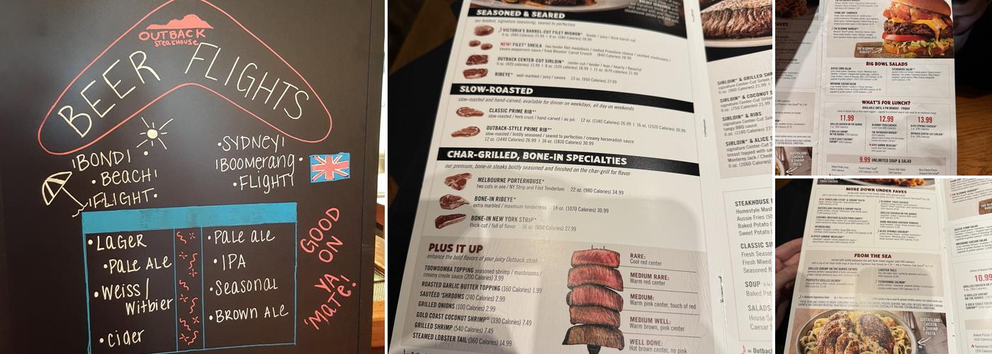 Outback Steakhouse Menu