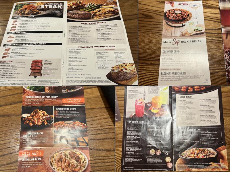 Outback Steakhouse Menu