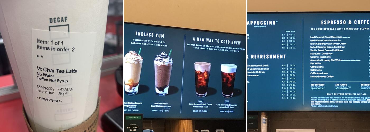 Starbucks Coffee Company Menu