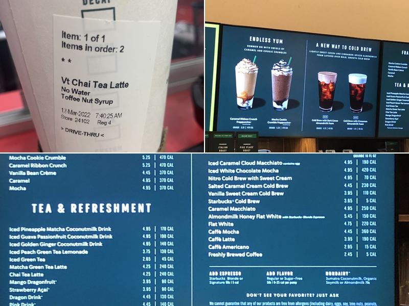 Starbucks Coffee Company Menu
