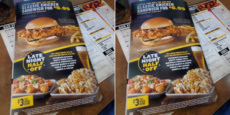 Buffalo Wild Wings Menu