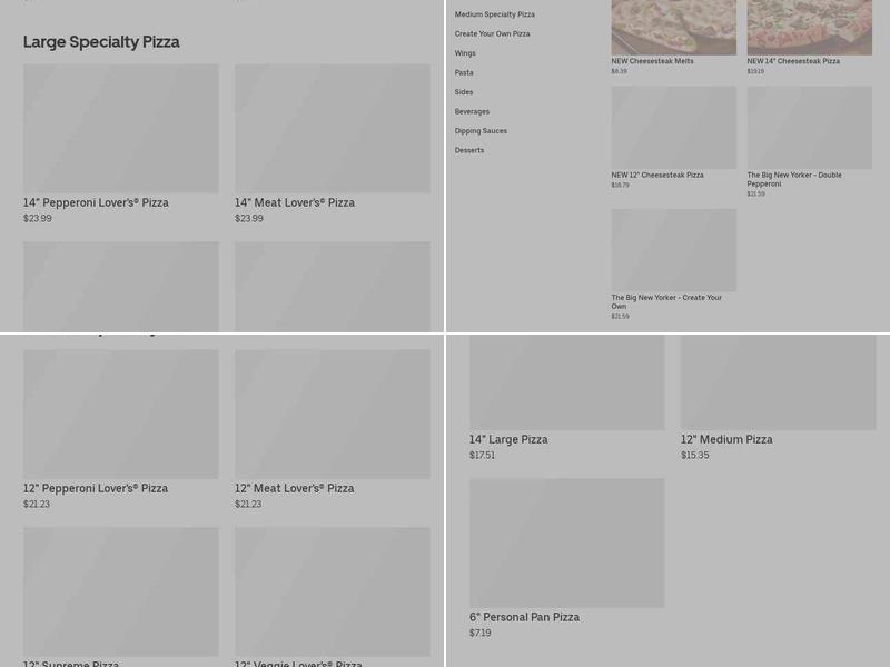 Pizza Hut Menu