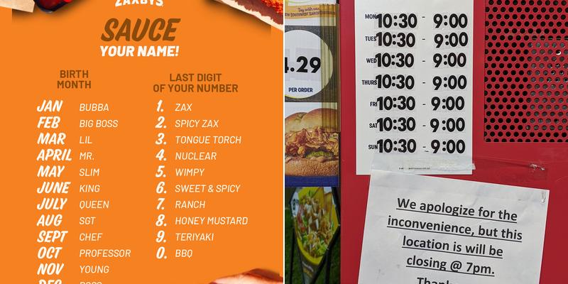 Zaxbys Chicken Fingers & Buffalo Wings Menu