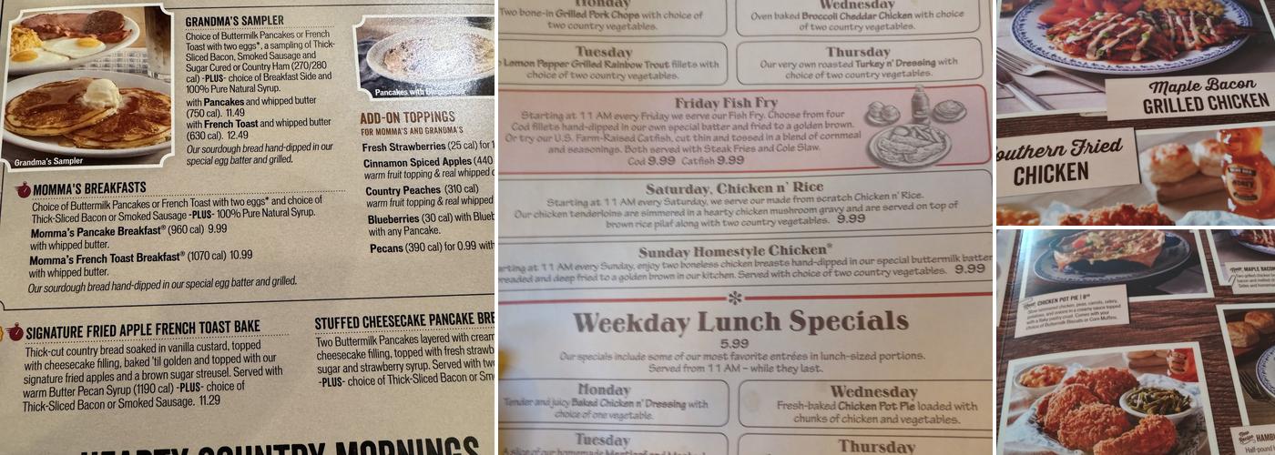 Cracker Barrel Old Country Store Menu