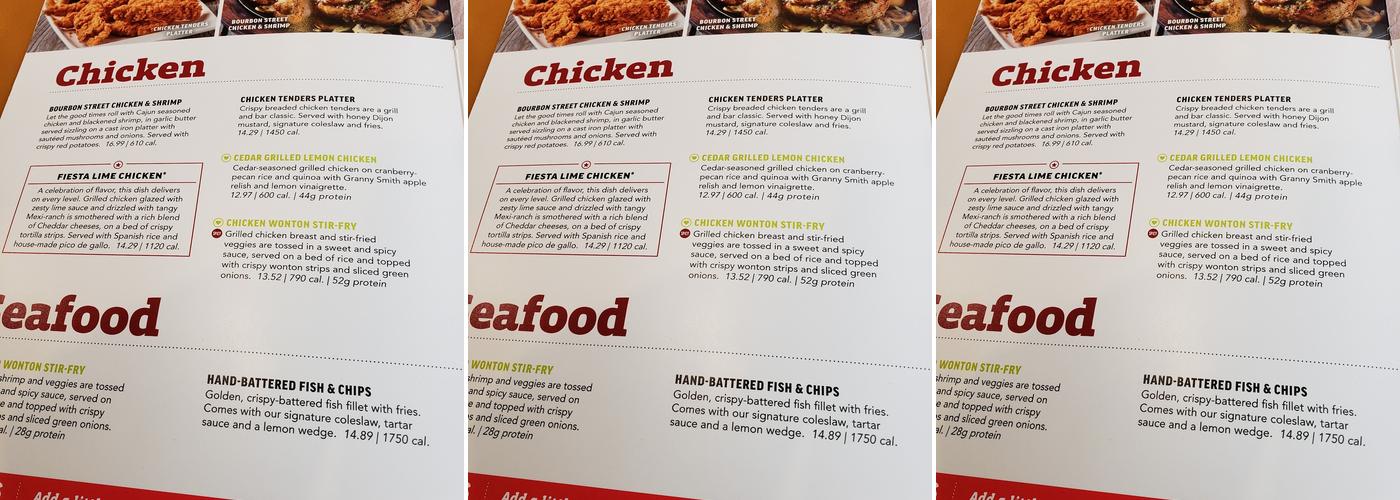 Applebee's Grill + Bar Menu