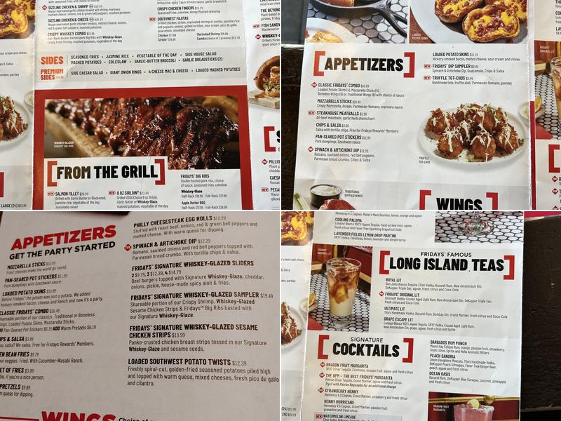 TGI Fridays Menu