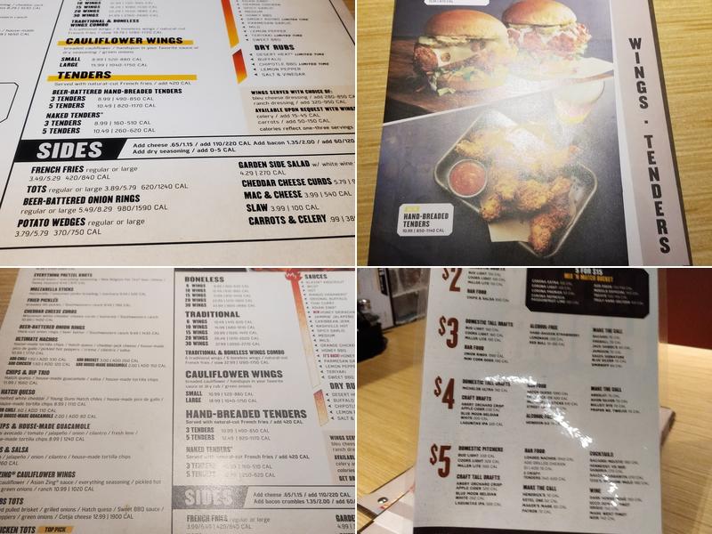 Buffalo Wild Wings Menu