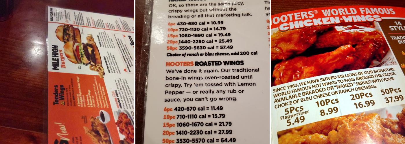 Hooters Menu
