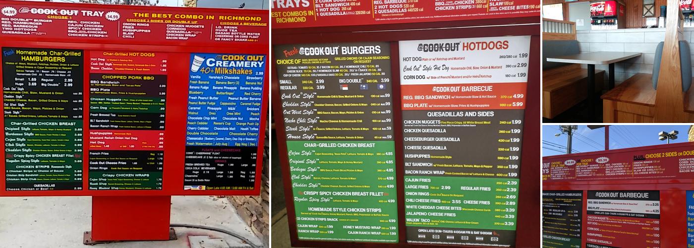 Cook Out Menu