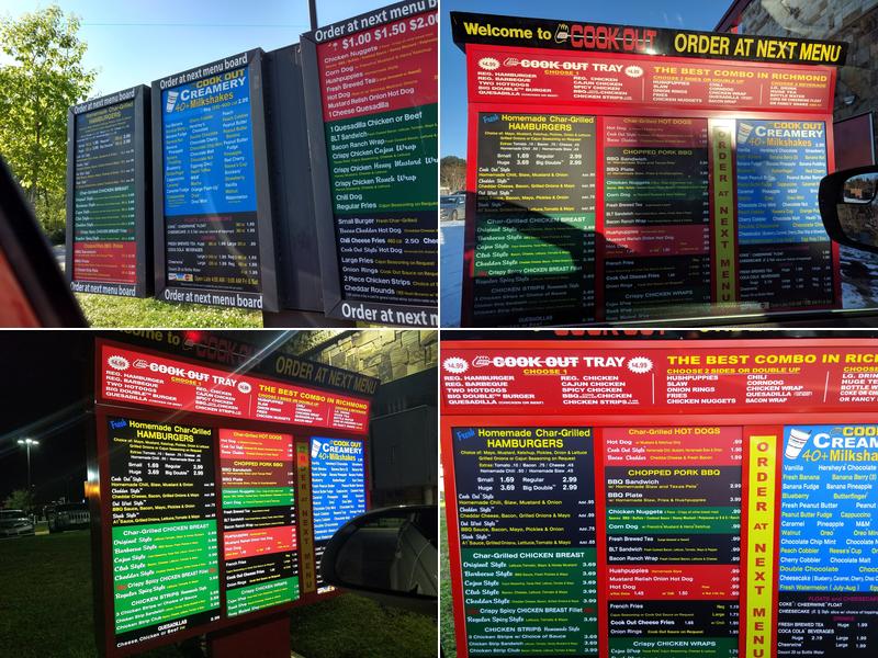 Cook Out Menu
