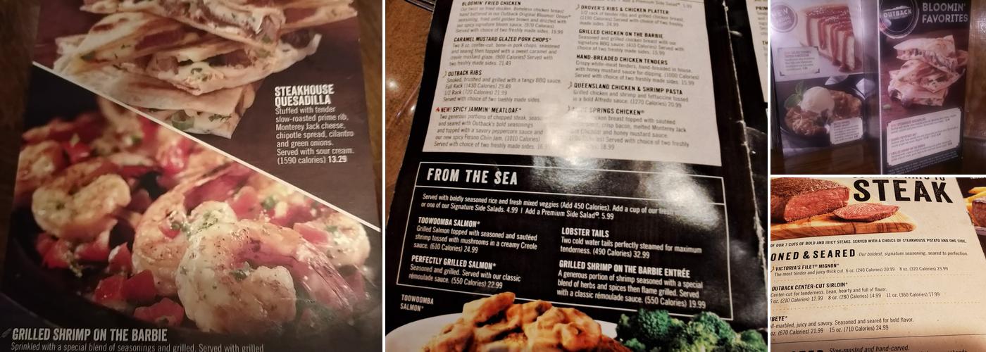Outback Steakhouse Menu