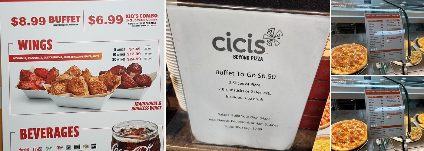 Cicis Pizza Menu