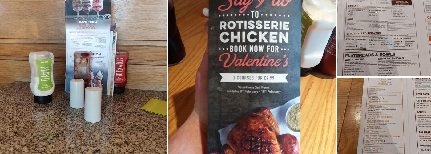 Harvester Pavillions West Peterborough Menu