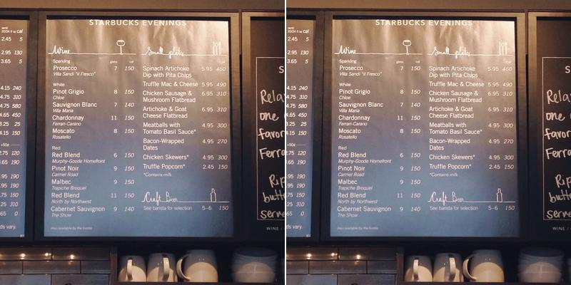 Starbucks Coffee Company Menu