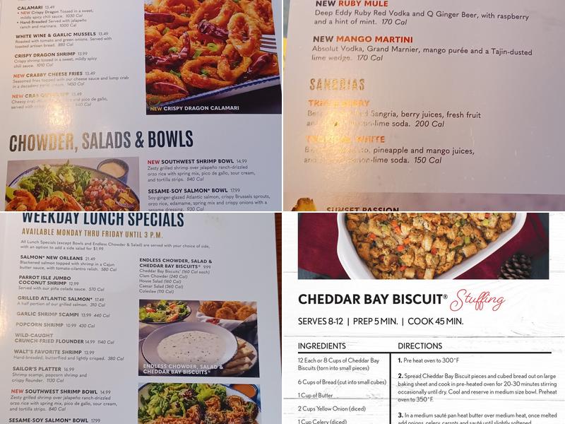 Red Lobster Menu