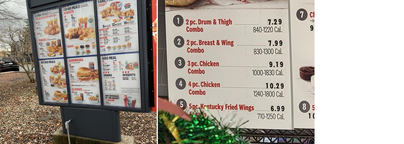 KFC Menu