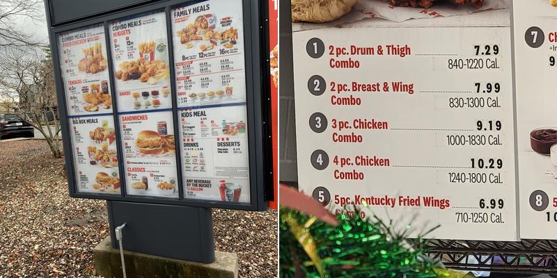KFC Menu