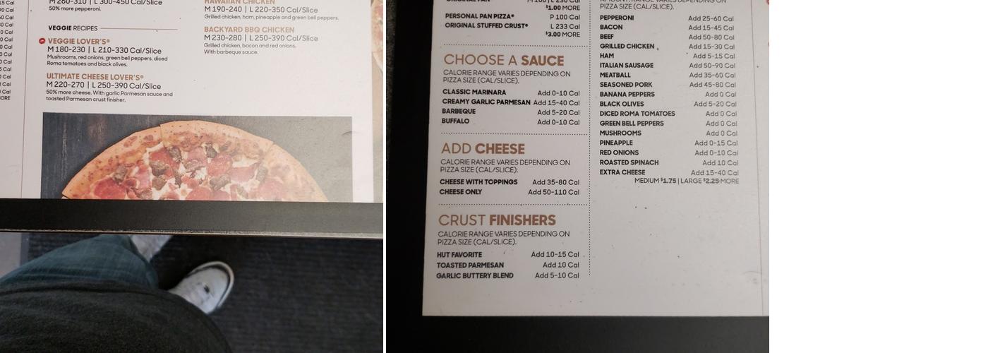Pizza Hut Menu