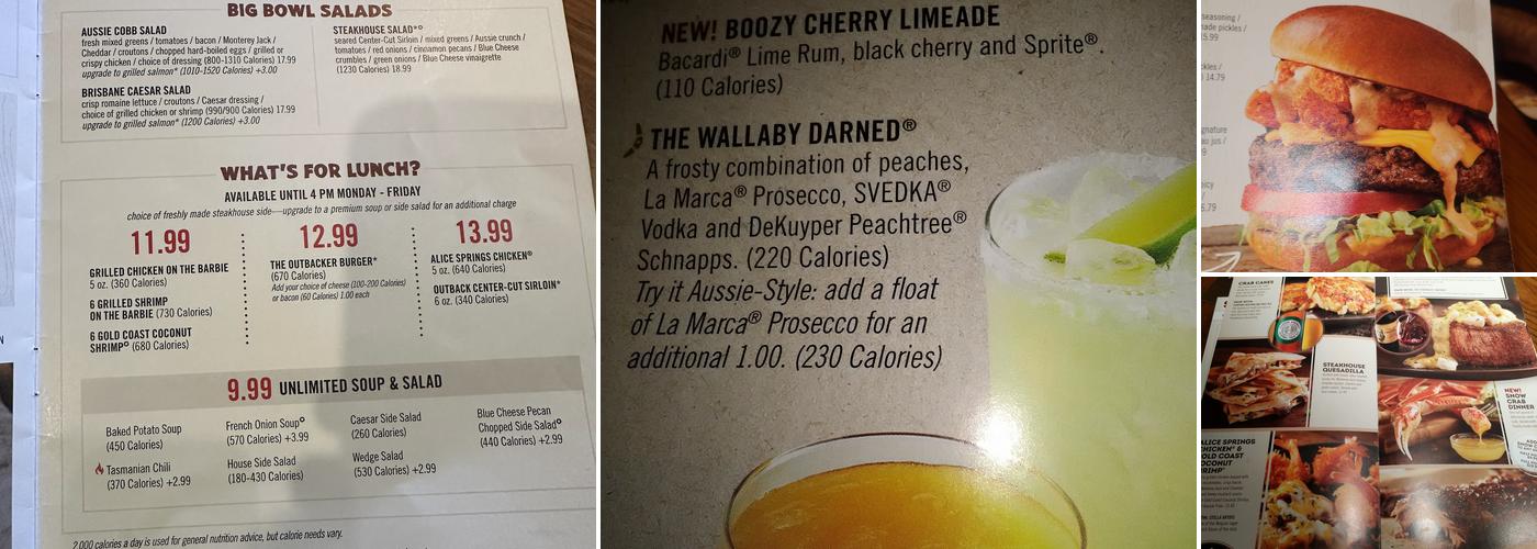 Outback Steakhouse Menu