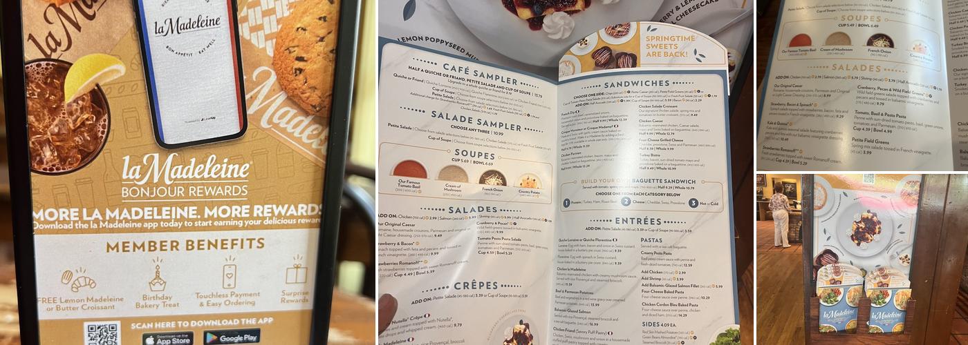 la Madeleine Menu