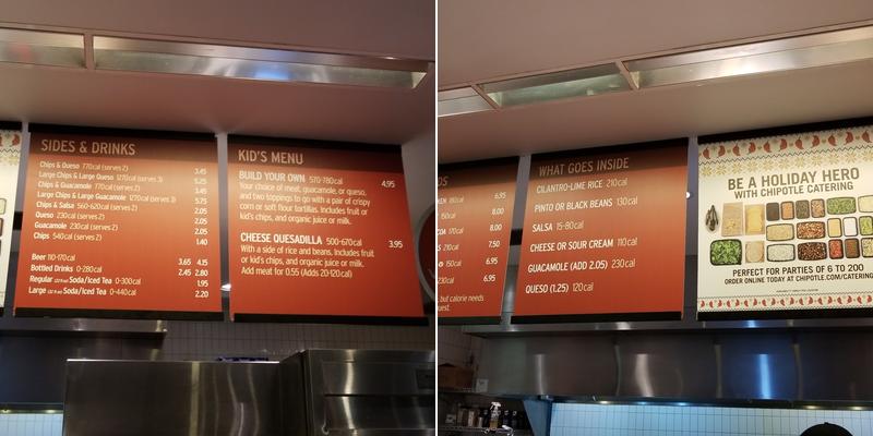 Chipotle Mexican Grill Menu