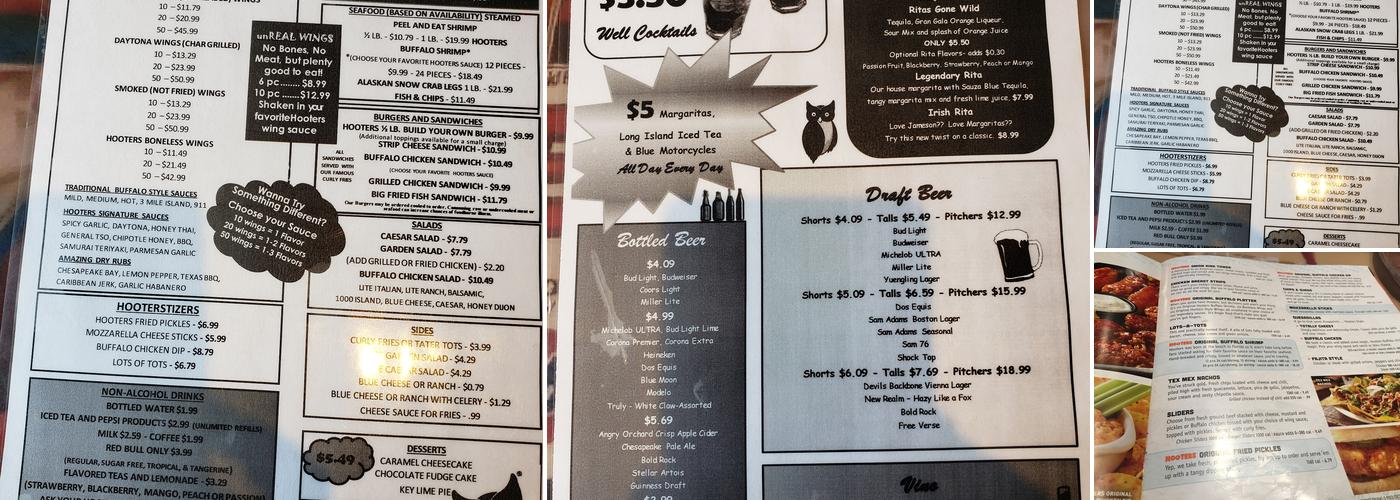 Hooters Menu