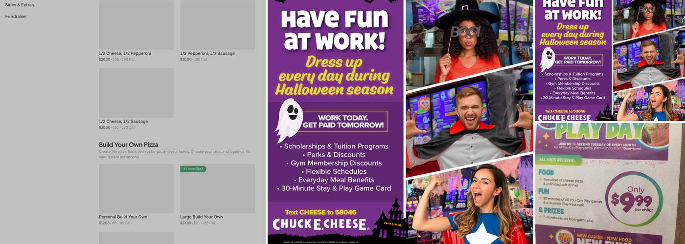 Chuck E. Cheese Menu