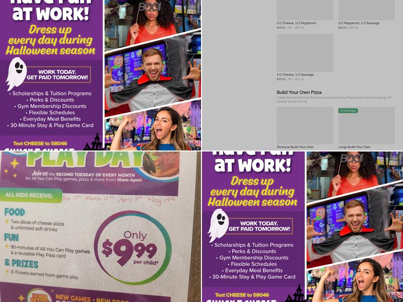 Chuck E. Cheese Menu